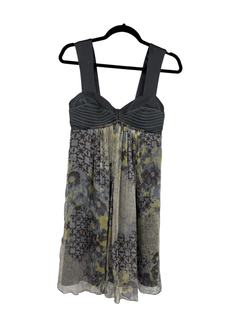 Black Halo Dress Womens Small Babydoll Floral Silk Bustier Empire Waist Gray Y2K
